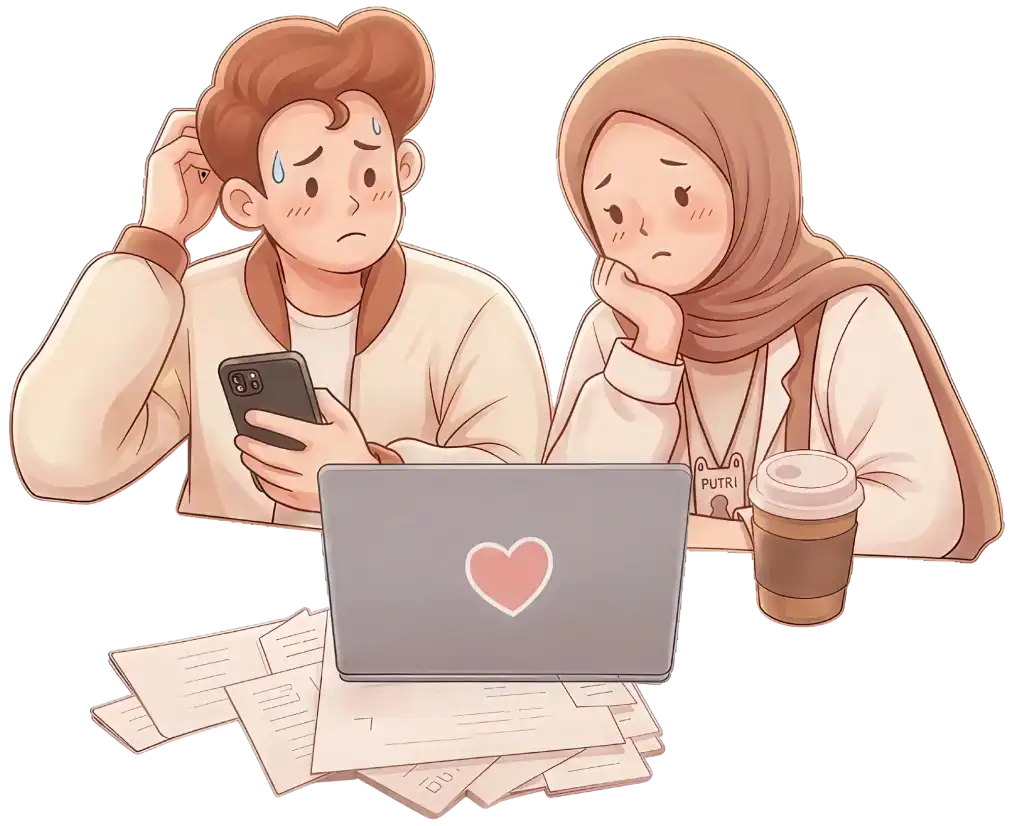 Pasangan stress mikirin persiapan undangan pernikahan